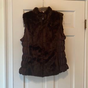 NWOT Reversible Brown Faux Fur Vest